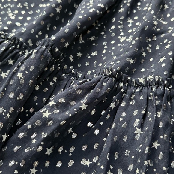 NWT Kate Spade Night Sky Lurex Dot Silk in Rich Navy Blue | New | Metallic Stars - Picture 3 of 6